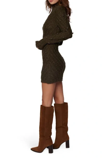 Lost + Wander Adelina Long Sleeve Cotton Blend Sweater Dress In Green