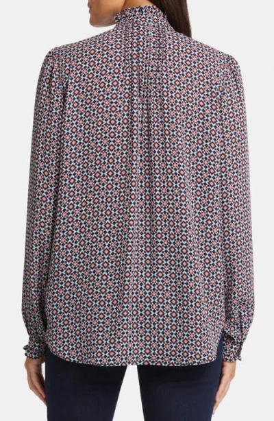 Nydj Pleated Yoke Long Sleeve Peasant Blouse In Pinnacle Vista
