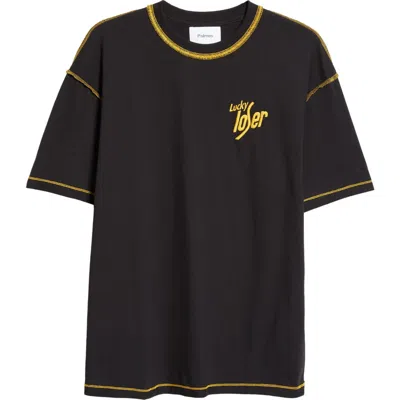 Palmes Lucky Loser Embroidered Cotton T-shirt In Black
