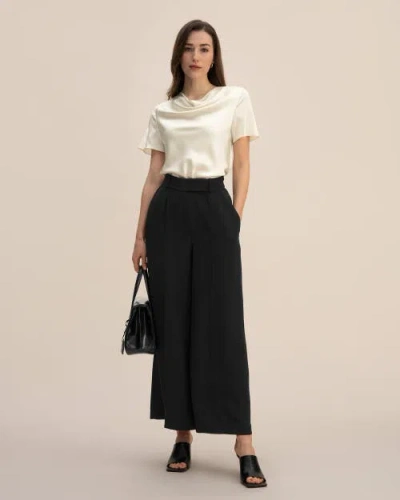 Lilysilk Cowl Neck Short Sleeves Silk T-shirt In Lily White