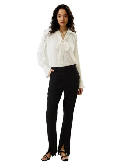 Lilysilk Silk V-neck Ribbon Blouse In Natural White