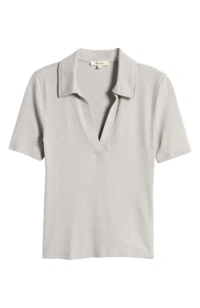 Shop Madewell Drapey Rib Polo Top In Heather Steel Morning