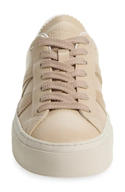 Moncler Monaco Leather Low-top Sneakers In Sand Beige