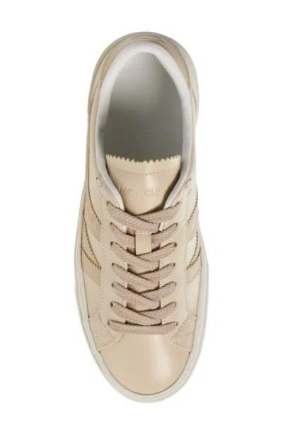 Moncler Monaco Leather Low-top Sneakers In Sand Beige