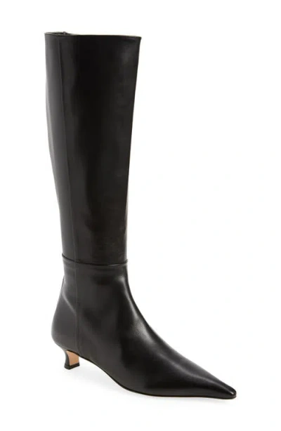 Aeyde Womens Black Zazie Heeled Leather Knee-high Boots In Black