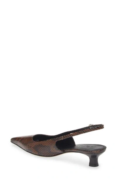 Aeyde Catrina 40 Snake-effect Leather Slingback Pumps In Moka