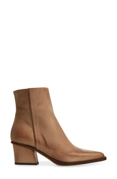 Cordani Braydie Block Heel Leather Bootie In Taupe Nubuck