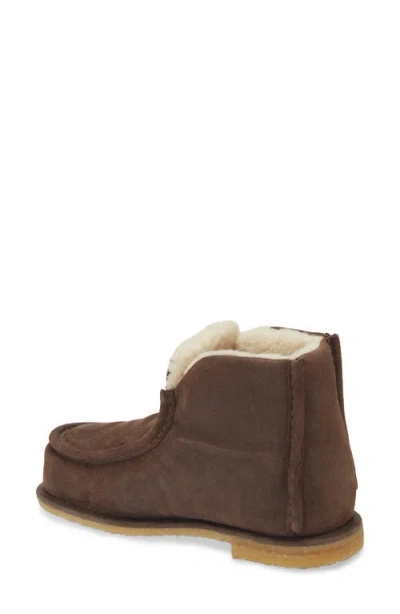 Jw Anderson Genuine Shearling Lined Bootie In 567 Chocolate Mrn Beige