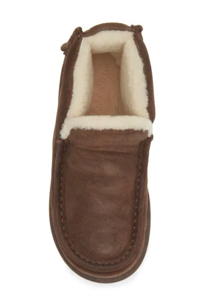 Jw Anderson Genuine Shearling Lined Bootie In 567 Chocolate Mrn Beige