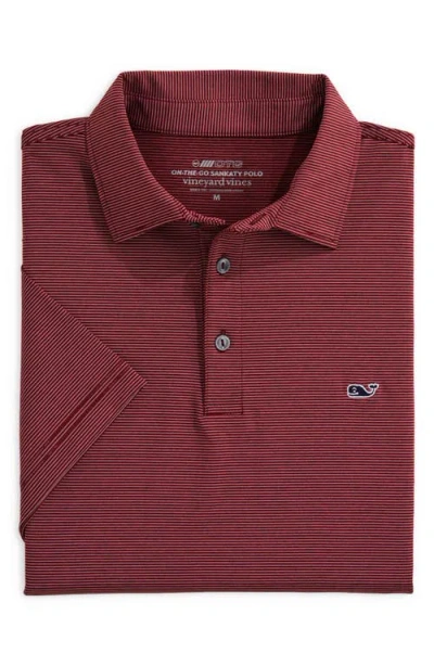 Vineyard Vines St. Jean Stripe Sankaty Regular Fit Polo Shirt In Crimson