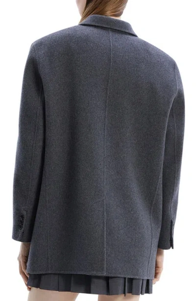 Theory New Divide Double Face Wool & Cashmere Oversized Blazer In Charcoal Melange