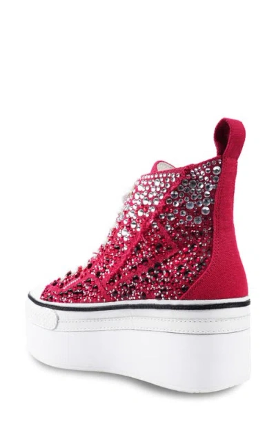 Zigi Carmensa Embellished Platform High Top Sneaker In Red