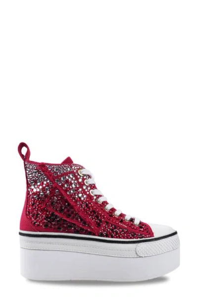 Zigi Carmensa Embellished Platform High Top Sneaker In Red