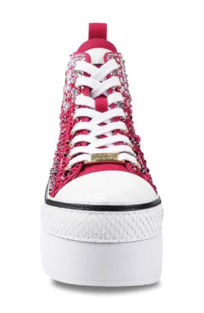 Zigi Carmensa Embellished Platform High Top Sneaker In Red