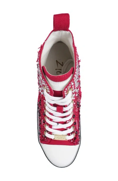 Zigi Carmensa Embellished Platform High Top Sneaker In Red