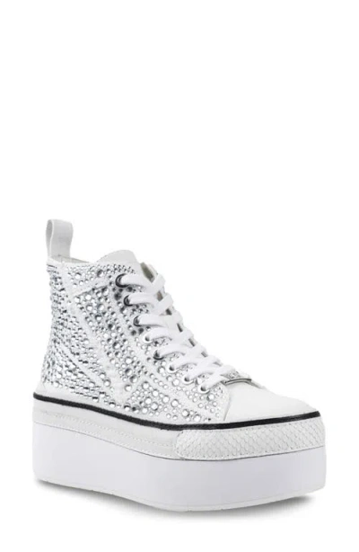 Zigi Carmensa Embellished Platform High Top Sneaker In Silver