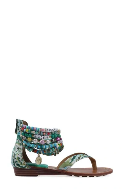 Zigi Fabella Ankle Strap Sandal In Turquoise Multi Fabric