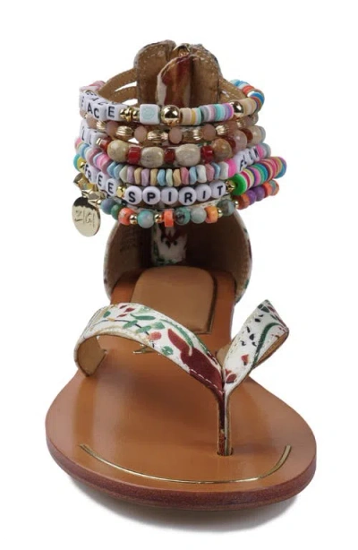 Zigi Fabella Ankle Strap Sandal In Tan Multi Fabric