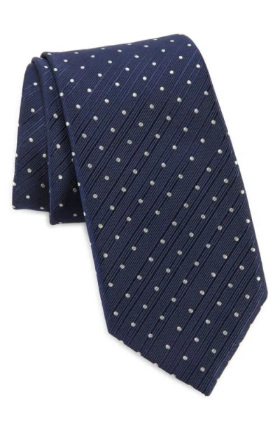 Shop Tom Ford Mogador Polka Dot Mulberry Silk Tie In Hb785 Ink Blue