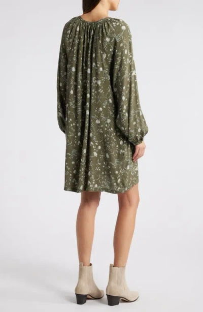 Treasure & Bond Flowy Button Front Minidress In Olive- Green Wild Vine