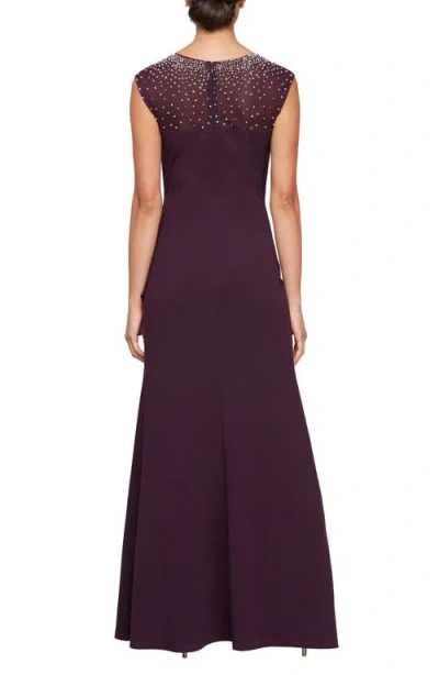 Shop Alex Evenings Embellished Ruffle Gown In Aubergine