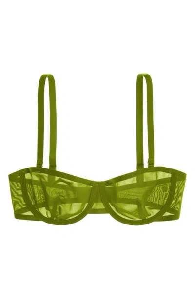 Cuup The Balconette Mesh Underwire Bra In Leaf