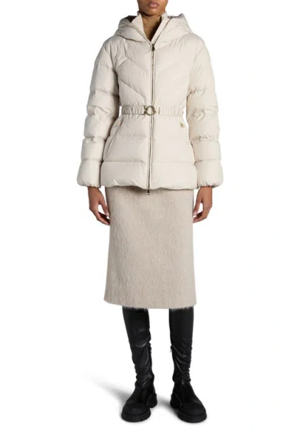 Moncler Brosse Belted Padded Jacket In White