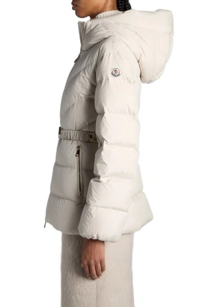 Moncler Brosse Belted Padded Jacket In White