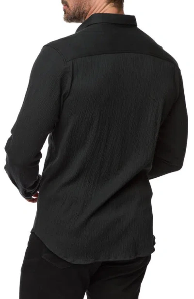 Robert Graham Hammond Tailored Fit Solid Textured Knit Button-up Shirt In Black