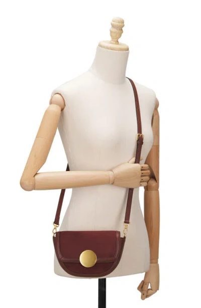 Shop Oryany Lottie Suede & Leather Crossbody Saddle Bag In Toffee Tan