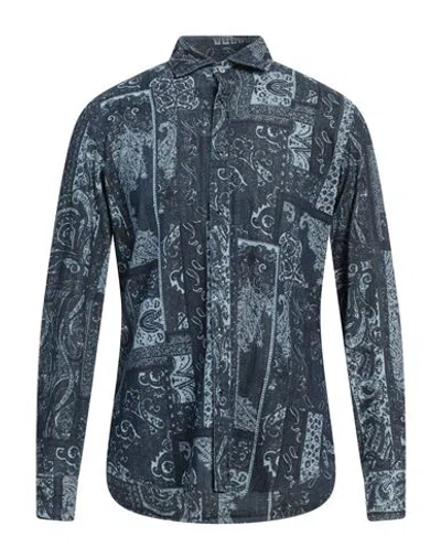 Giannetto Portofino Man Denim Shirt Blue Size 15 ¾ Cotton In Blue