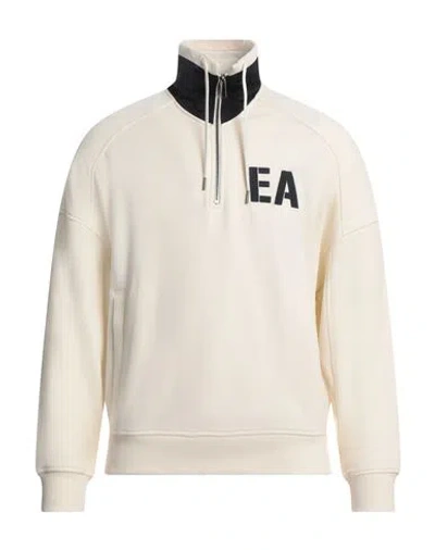 Emporio Armani Man Sweatshirt Cream Size Xxl Modal, Cotton, Polyamide, Elastane In White
