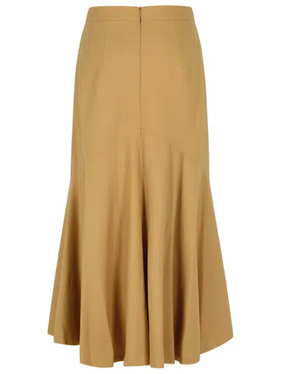Patou Beige Wool Blend Skirt In Brown