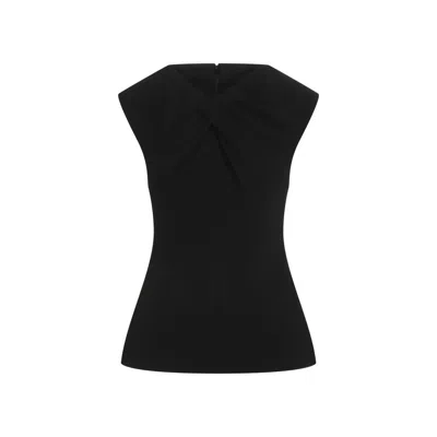 Jil Sander Sleeveless Pleated Neck Top In Black