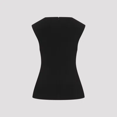 Jil Sander Sleeveless Pleated Neck Top In Black