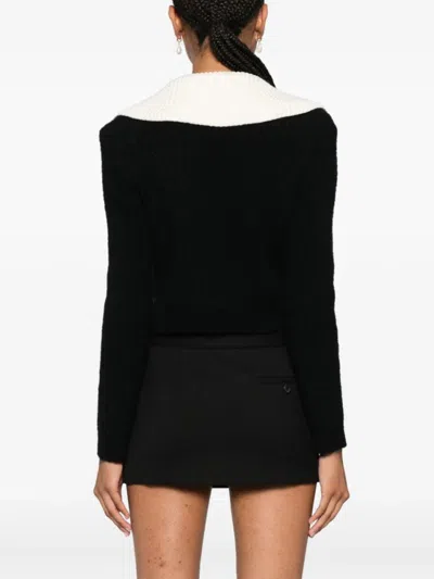 Self-portrait Front Slip Pocket Cropped Jumper In Black
