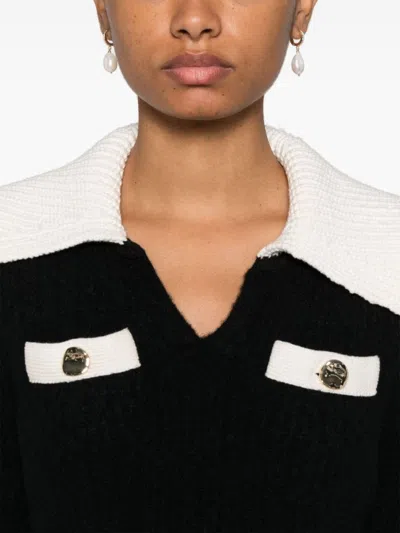 Self-portrait Front Slip Pocket Cropped Jumper In Black