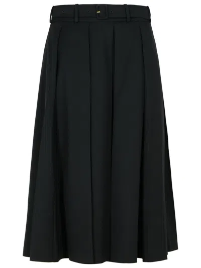 Patou Black Virgin Wool Skirt In Black