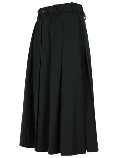 Patou Black Virgin Wool Skirt In Black
