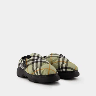 Burberry Printed Fabric Pillow Check Slip Ons In Multi