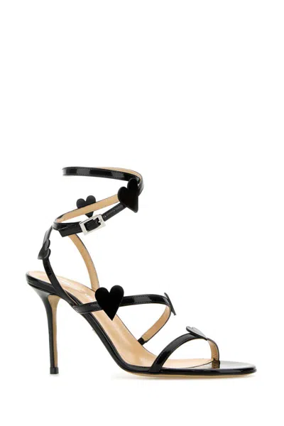 Mach&mach Heart Embellished Open Toe Sandals In Black