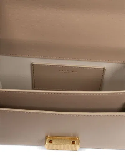 Golden Goose Deluxe Brand Structured Handbag With Gold-tone Clasp And Versatile Straps In Neutrals
