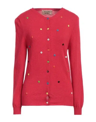 Alessandro Enriquez Button-embellished Wool-blend Cardigan In Red