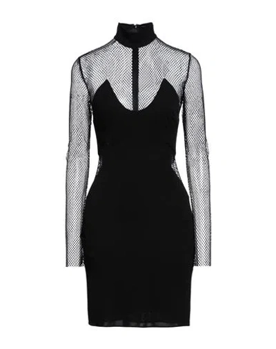 Tom Ford Black Crepe Mini Dress With Mesh Inset Details In Black
