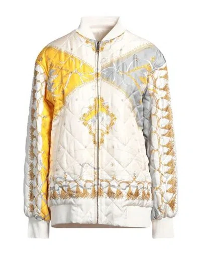 Pucci Woman Jacket Cream Size L Silk, Viscose, Polyamide, Elastane In White