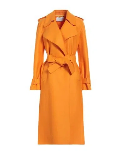 Harris Wharf London Woman Overcoat Orange Size 6 Cotton In Mandarin