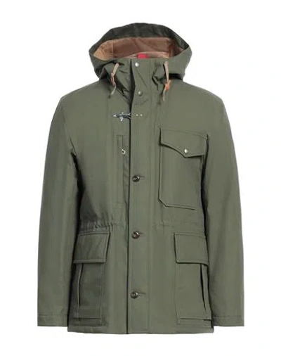 Fay Archive Man Coat Military Green Size Xl Cotton, Polyamide In Green