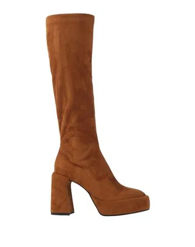 Elena Iachi Woman Boot Camel Size 8 Textile Fibers In Beige