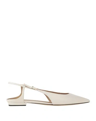 Emporio Armani Woman Ballet Flats Off White Size 10.5 Leather In Off White