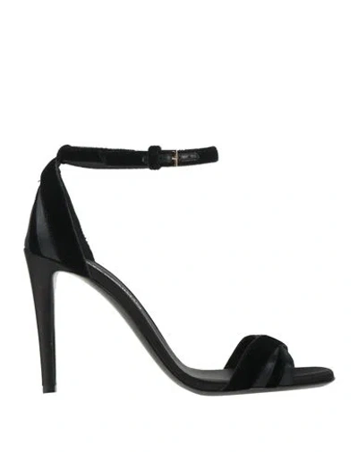 Emporio Armani Woman Sandals Black Size 7.5 Textile Fibers In Black